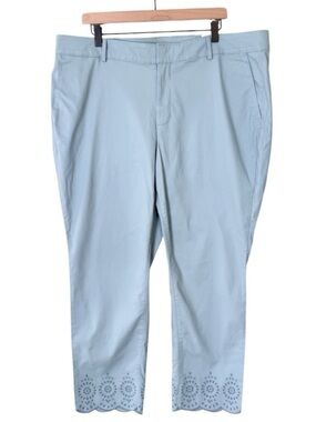 NWT Loft Girlfriend Chino Pants Light Blue Decorative Eyelet Hem Women’s Size 18